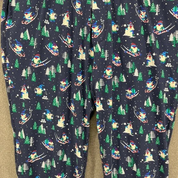 Lands End Gnome Skiing Christmas Pajama Pants Joggers Navy Blue Size‎ L 36 38 - Picture 5 of 14